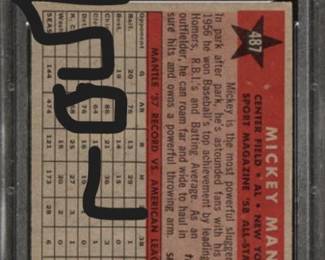 Mickey Mantle 1958 Topps 487 All Star PSA 5 Back Sold