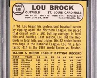 Lou Brock 1968 Topps  PSA 6 Back - $69.00