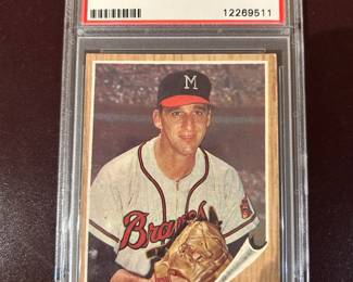 Warren Spahn - 1962 Topps - Hall of Fame Pitcher and Record Holder for most games won by a left hander - graded Excellent - PSA 5 - $59.00