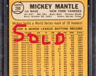 Mickey Mantle 1968 Topps PSA 8 Back Sold