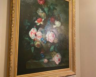 20th Century Still Life of Flowers & Fruit by P. Gallinard