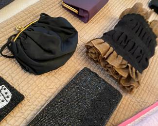 Black Beaded Clutch Wallet/Purse, Black Satin Clutch Purse