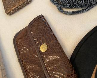 Christian Audigier Brown Snake Skin Clutch/Wallet