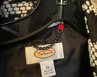 Talbots Black/White Houndstooth Pattern Jacket - Size 16