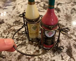 Two Wine Bottle Hinged Trinket Boxes By Midwest of Cannon Falls