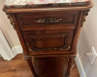 19th Century French Louis Marble Top Nightstand