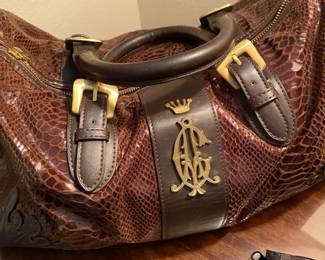 Christian Audigier Brown Snake Skin Purse