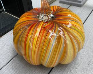 Orange/Multicolored Blown Glass Pumpkin