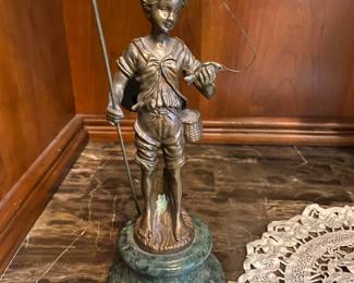 Bronze Statue Of Boy Fishing