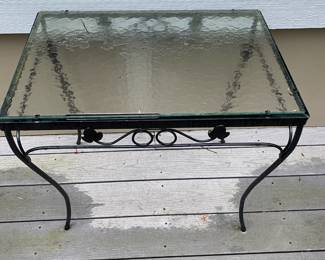 Black Metal Side Table with Glass Top