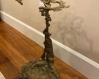 19th Century French Cast Brass Hunting Motif Umbrella or Fireplace Tool Stand