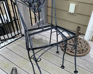 Pair of Black Wrought Iron Patio Chairs - Missing Seats
