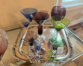 Assortment of Colored Glass Martini Glasses