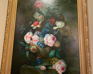 20th Century Still Life of Flowers & Fruit by P. Gallinard