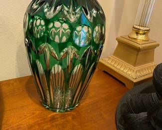 Nachtmann Green Cut Clear Crystal Bud Vase