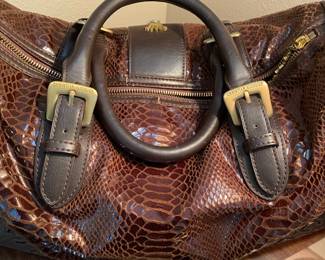 Christian Audigier Brown Snake Skin Purse