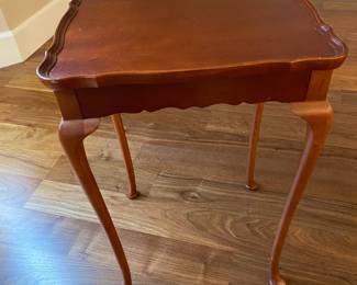 Square Mahogany Tea Table with Scalloped Edge