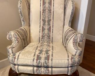White/Blue/Purple Drexel Traditional Classics Wingback Arm Chair with Floral Pattern