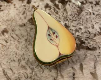 Limoges Porcelain Pear Trinket Box