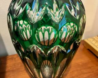 Nachtmann Green Cut Clear Crystal Bud Vase
