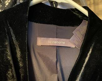 Liz Claiborne Black Velvet Button Up Shirt