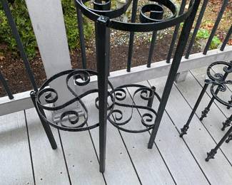 Three Tier Black Metal Plant Stand