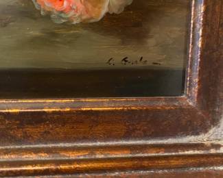 Ornate Framed Floral Oil Painting by L.G.