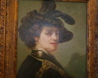 Framed Print "Tronie of a Man with a Feathered Beret" by Rembrandt