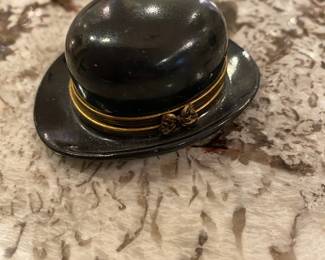Limoges Porcelain Men's Hat Trinket Box
