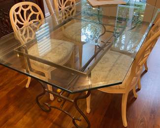 Metal Frame/Glass Top Dining Table