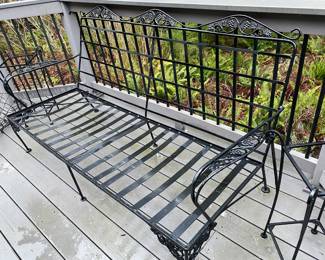 Black Metal Outdoor Bench