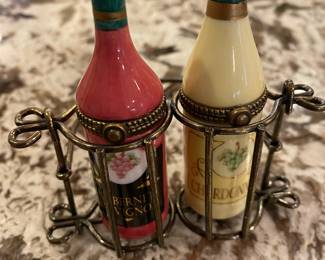Two Wine Bottle Hinged Trinket Boxes By Midwest of Cannon Falls