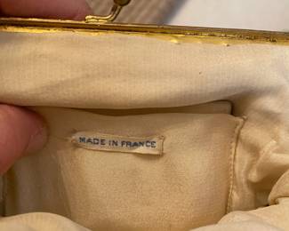 Cream Beaded Clutch Purse - Made in France