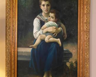 Framed Print on Cavas "Two Sisters" by William Adolphe Bouguereau