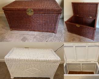 Natural Color & White Wicker Trunks/Chest