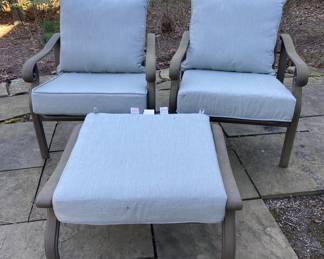 Aluminum Set of Patio Chairs & 1 Foot Stool