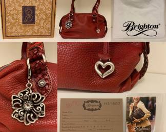 Red Leather Brighton Bag, Dust Bag & Box