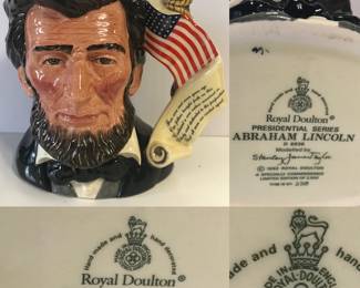 Presidential Series Abraham Lincoln D6936 Royal Doulton Toby Jug As-Is-Cracked but from a distance cannot tell