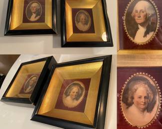 Set of 2 Shadow Box Vintage Cameos of George & Martha Washington 