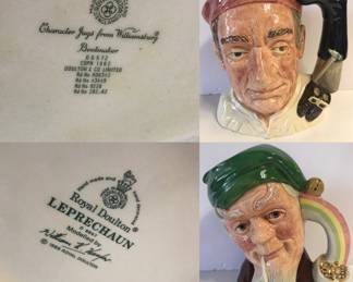 Royal Doulton Toby Jug Character Jugs from Williamsburg Boot Maker D 6572 

1989 Royal Doulton Toby Jug D 6847 Leprechaun 