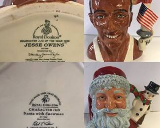 Royal Doulton Toby Jug Character Jug of the Year 1986 Jesse Owens D 7019

2004 Royal Doulton Toby Jug Santa With Snowman D 7238 Ltd Edition 080 of 500