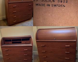 Danish Modern Teakwood Rolltop Desk made in Sweden