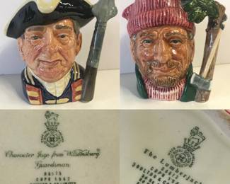Royal Doulton Toby Jug Character Jugs from Williamsburg D 6575 Guardsman 

Royal Doulton Toby Jug D 6613 The Lumberjack 