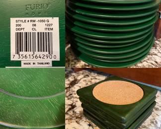 Furio Home Green Wooden Chargers
Set 6 Green Wood Coasters 