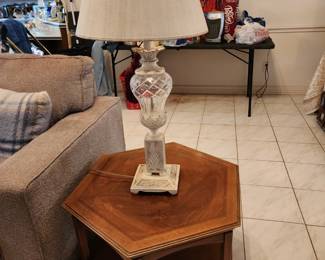 Octogon Side Table - Crystal Lamp