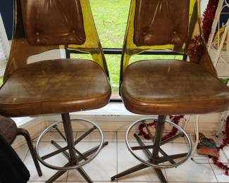 Set of 4 Midcentury Swivel Bar Stools