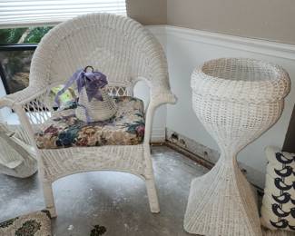 2 of 4 Wicker Chair - Wicker Plant Stand