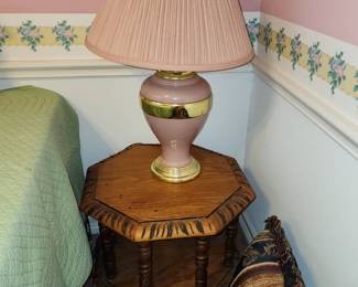 Octogon 2 Tier Table - Pink Lamp