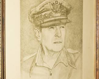 Etching of General Mac Arthur by Willy Seiler