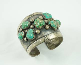 Turquoise & sterling cuff bracelet by Alberto Contreraz